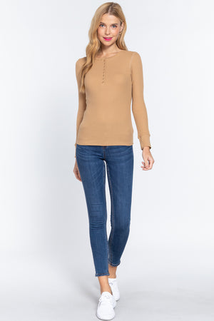 Long Slv Henley Thermal Top