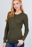 Long Slv Henley Thermal Top