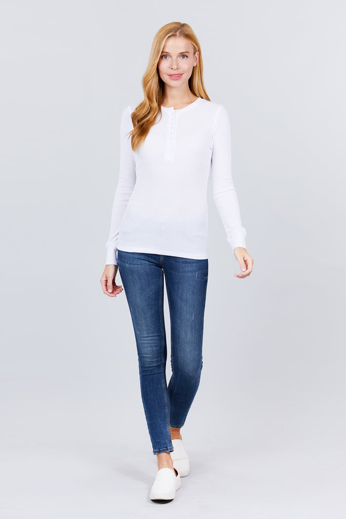 Long Slv Henley Thermal Top