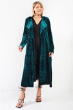 Plus Hunter Green Velvet Long Sleeve Maxi Smoking Jacket