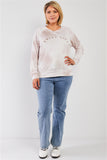 Plus Black & Grey Color Block Long Sleeve Self-tie Hood Lounge Sweatshirt
