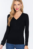 Long Slv V-neck Placket Thermal Top