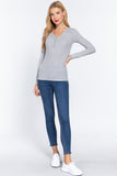 Long Slv V-neck Placket Thermal Top