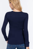 Long Slv V-neck Placket Thermal Top