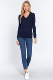 Long Slv V-neck Placket Thermal Top