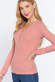 Long Slv V-neck Placket Thermal Top