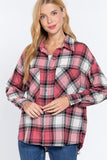 Long Slv Oversized Plaid Shirt