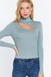 Long Slv Mock Neck Keyhole Sweater