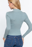 Long Slv Mock Neck Keyhole Sweater