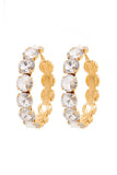 Rhinestone 3.25 Inch Classic Hoop Earring