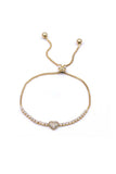 Rhinestone Heart Metal Chain Adjust Bracelet