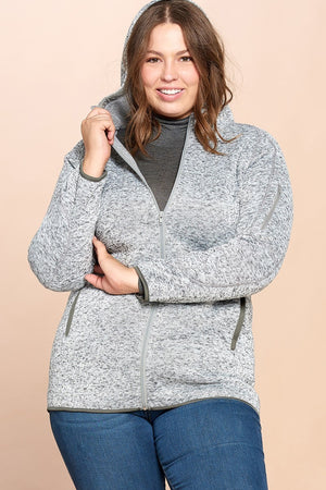 Solid Two-tone Knit Fleece Hoodie