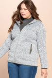 Solid Two-tone Knit Fleece Hoodie