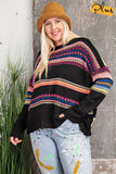 Plus Size Boho Patterned Knitted Sweater Pullover