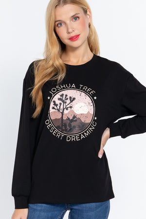 Long Slv Screen Print Knit Top