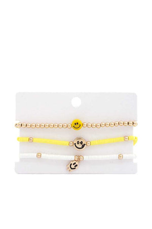 Happy Face Rubber Disk Bead Bracelet Set