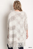 Chunky Knit Sweater Frayed Trim