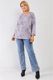 Plus Lavender Tie-dye Acid Wash Print Round Neck Long Sleeve Drop Shoulder Relaxed Sweatshirt Top