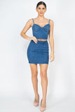 Stone Point Denim Cami Top & Skirts Set