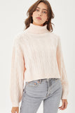 Turtle Neck Loose Fit Cable Knit Sweater