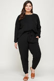 Plus Size Solid Sweater Knit Top And Pant Set