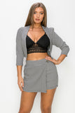 Houndstooth Open-front Blazer & Skort Set