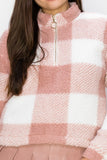 Plaid Zip-up Sweater Jacket