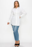 White Pleated Solid Top