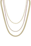 3 Layered Metal Rhinestone Chain Necklace