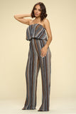 Womens Two Piece Set Flowy Strapless Crop Top, High Waist Palazzo Pants