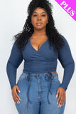 Plus Size Shirred Cropped Top