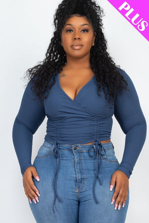 Plus Size Shirred Cropped Top