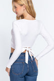 Surplice W/tie Rib Knit Top