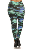 Plus Size Galaxy Graphic Printed Knit Legging With Elastic Waist Detail. High Waist Fit