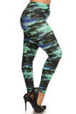 Plus Size Galaxy Graphic Printed Knit Legging With Elastic Waist Detail. High Waist Fit