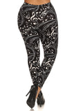 Plus Size Music Notes Pattern Print, High Waist, Slim Fit Leggings With Elastic Waist.