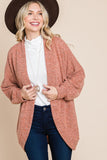 Two Tone Open Front Warm And Cozy Circle Cardigan With Side Pockets