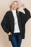 Two Tone Open Front Warm And Cozy Circle Cardigan With Side Pockets