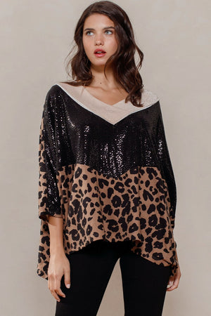 Multi Print Oversized V-neckline