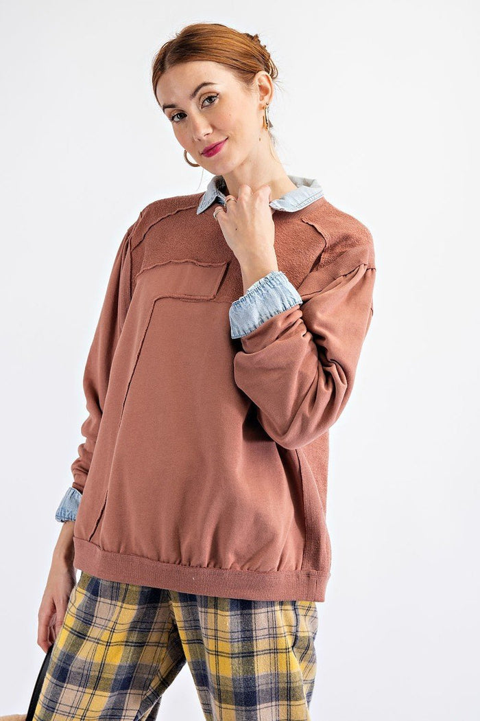 Terry Knit Loose Fit Pullover